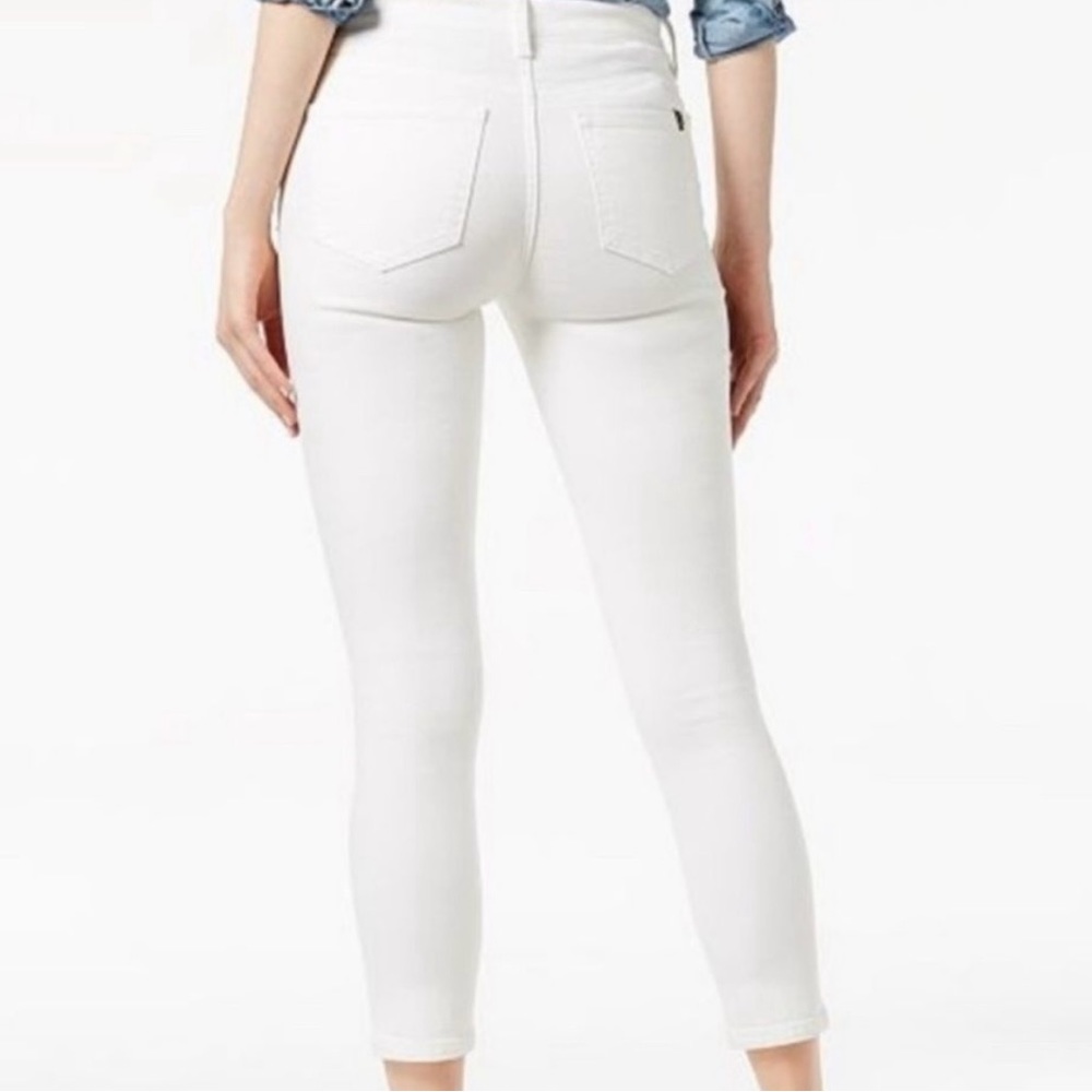 Buffalo David Bitton White Jeans Cropped Ankle Mid-rise Stretch fringed hem 6 28